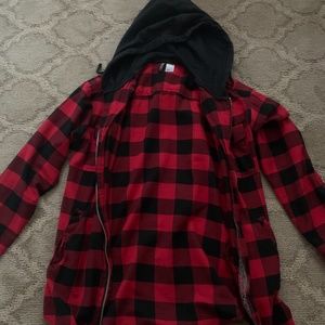 Red and Black Plaid/Flannel Hoodie